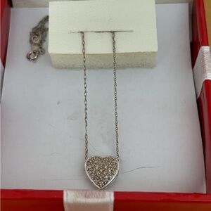 Heart shaped cubic zirconia necklace. New